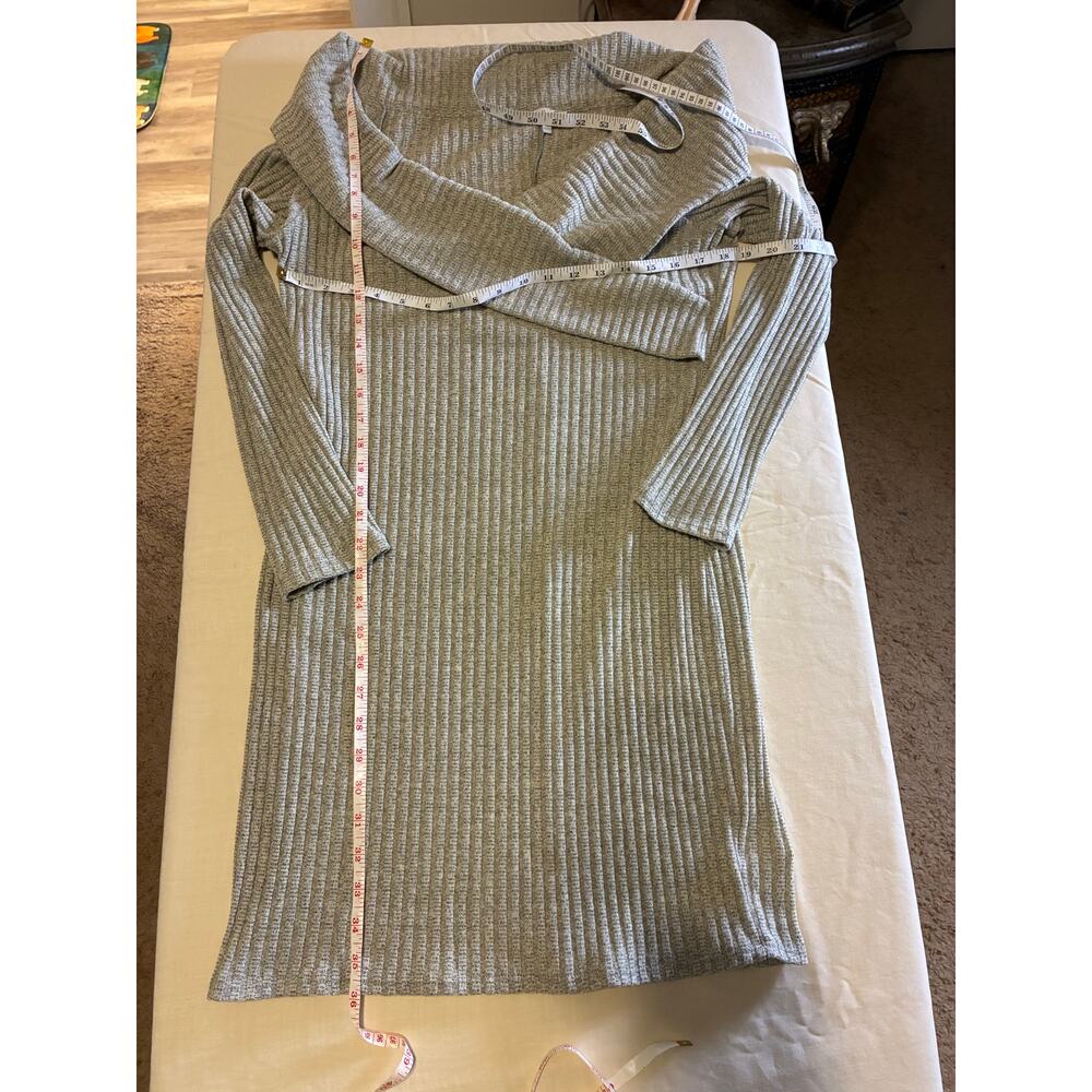 Charlotte Russe Sweater Dress XL Gray Ribbed Off Shoulder Bodycon Stretch Knit